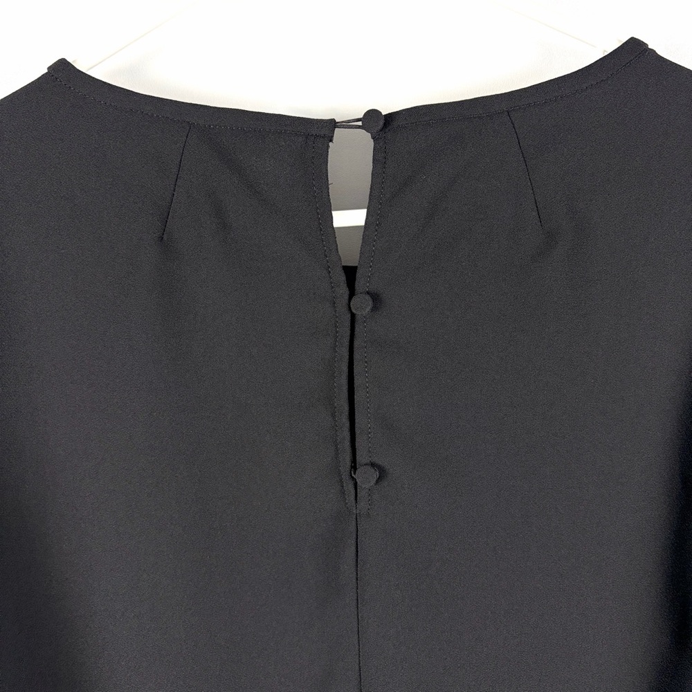 J.Crew Black Ruffle Sleeve Blouse Size 6 Keyhole Back Flowy Top - Picture 11 of 12